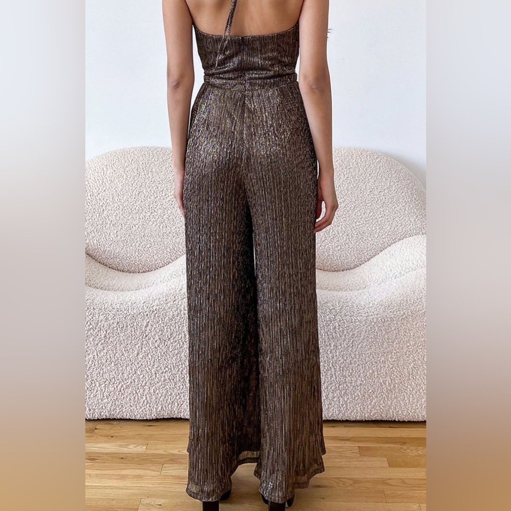 One Shoulder Metallic Jumpsuit